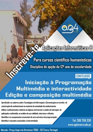 Aplica&ccedil;&otilde;es Inform&aacute;ticas B - Disciplina de Op&ccedil;&atilde;o do 12.&ordm;Ano de Escolaridade